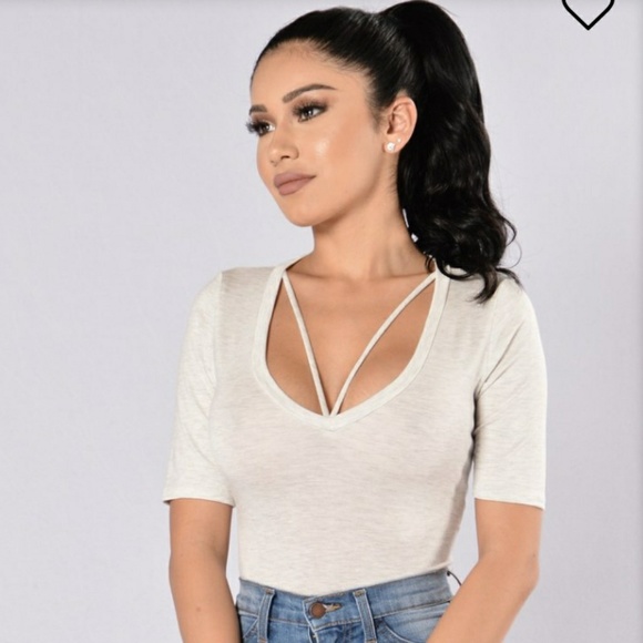 Fashion Nova Tops - Drop the Basic Bodysuit - Oatmeal